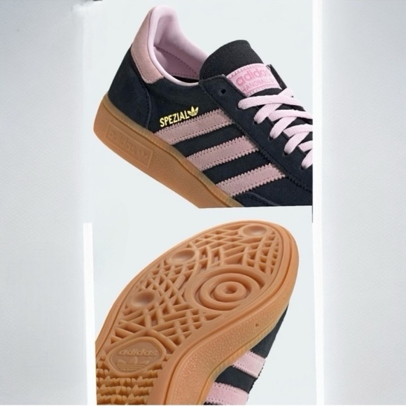 Adidas Originals HANDBALL SPEZIAL women's suede black with pink stripe Sneakers - Picture 5 of 14
